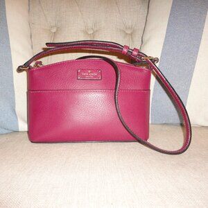 kate spade Burgundy Red Pebbled Leather Shoulder Purse with adjustable strap